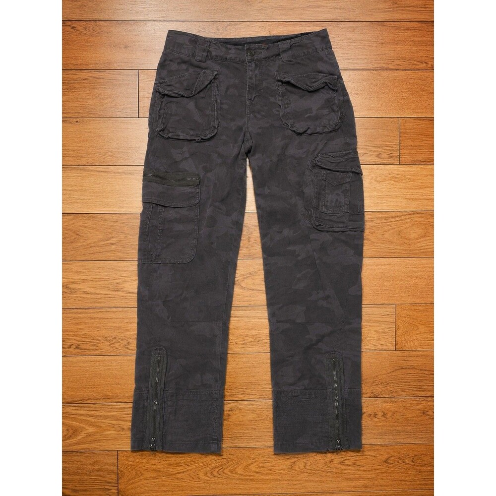 7 For All Mankind Cargo Pants Gray Camo Utility Zip Ankle Y2K Womens 32x24